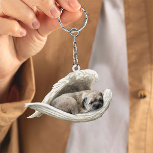 Border terrier Sleeping Angel Acrylic Keychain