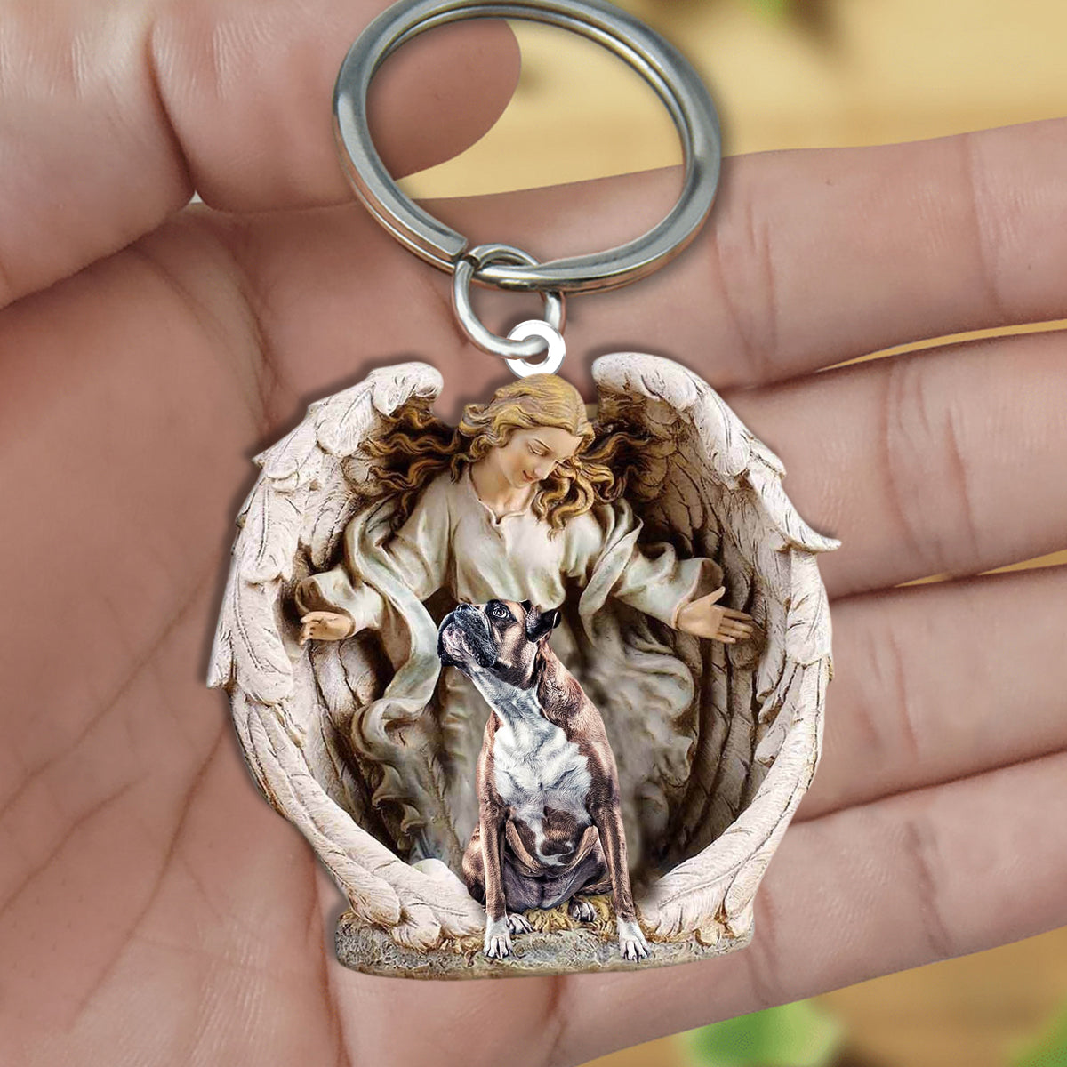 Angel Hug Boxer Acrylic Keychain