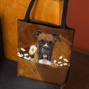 Boxer1 Holding Daisy  All Over Printed Tote Bag