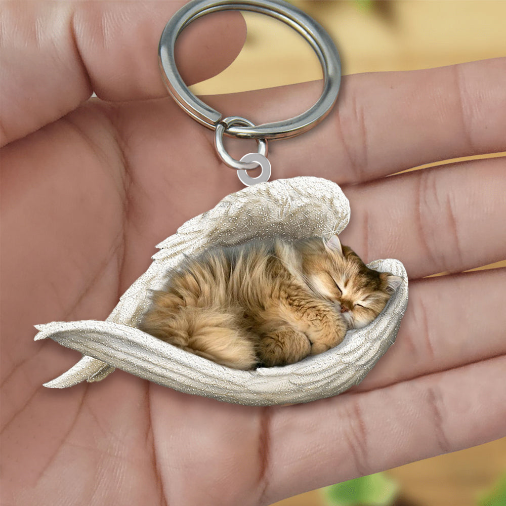 Cat Sleeping Angel Acrylic Keychain - OKBANDS