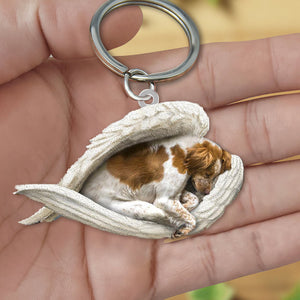 Brittany Spaniel1 Sleeping Angel Acrylic Keychain