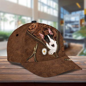 Bull Terrier Holding Daisy Unisex Cap