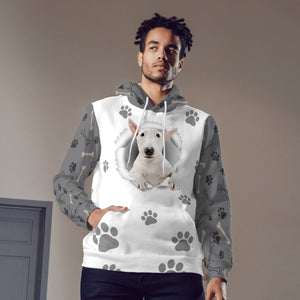 White Bull Terrier-Paw Dog Unisex Hoodie