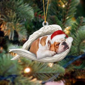 Bulldog Sleeping Angel Christmas Ornament