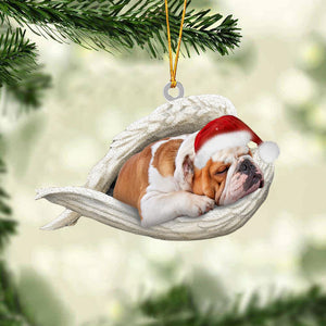 Bulldog Sleeping Angel Christmas Ornament