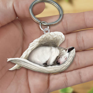 Bull terrier Sleeping Angel Acrylic Keychain