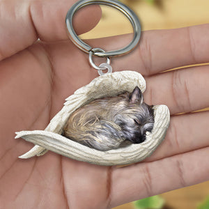 Cairn Terrier Sleeping Angel Acrylic Keychain