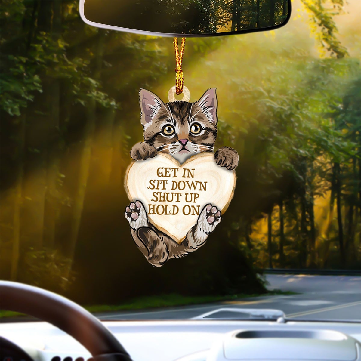 Cat Heart Shape Get In Car Hanging Ornament