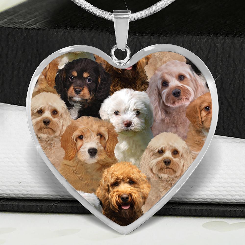 A Bunch Of Cavapoos Heart Necklace