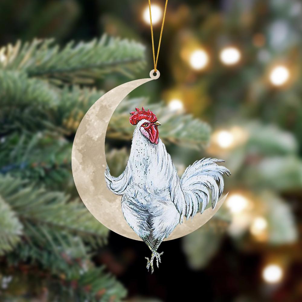 Chicken Sits On The Moon Hanging Ornament