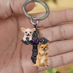 Chihuahua08 Pray For God Acrylic Keychain