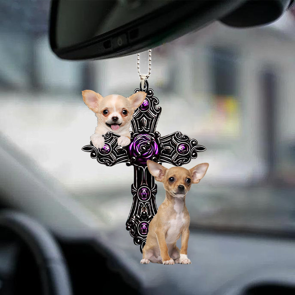 Chihuahua2 Pray For God Car Hanging Ornament