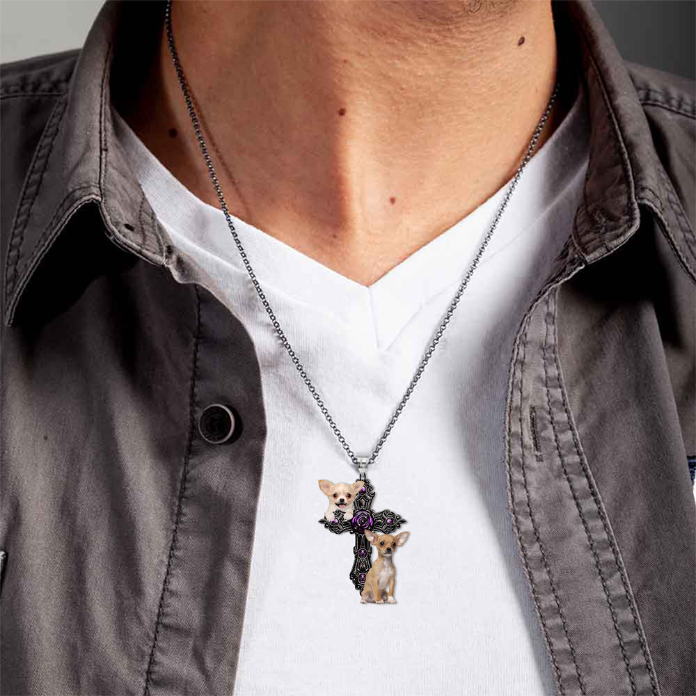Chihuahua 2 Pray For God Stainless Steel Necklace