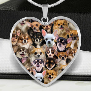 A Bunch Of Chihuahuas Heart Necklace