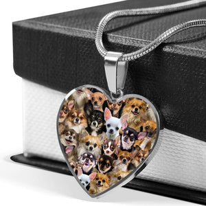 A Bunch Of Chihuahuas Heart Necklace