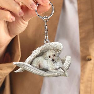 Chinese Crested powderpuff Sleeping Angel Acrylic Keychain