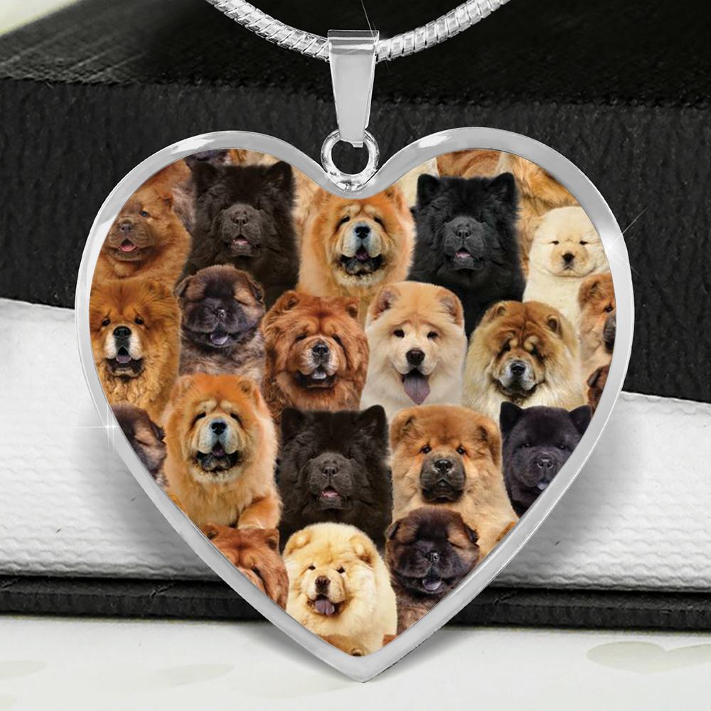 A Bunch Of Chow Chows Heart Necklace