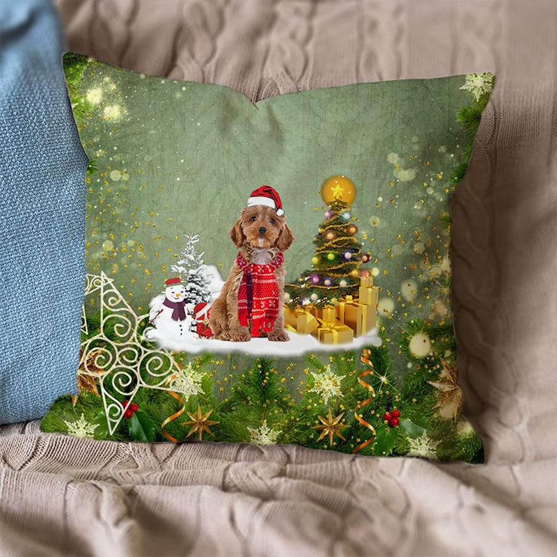 Cockapoo Merry Christmas Pillow Case