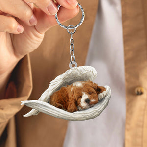 Cockapoo Sleeping Angel Acrylic Keychain