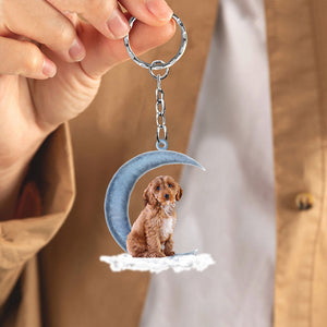 Cockapoo On The Moon Flat Acrylic Keychain