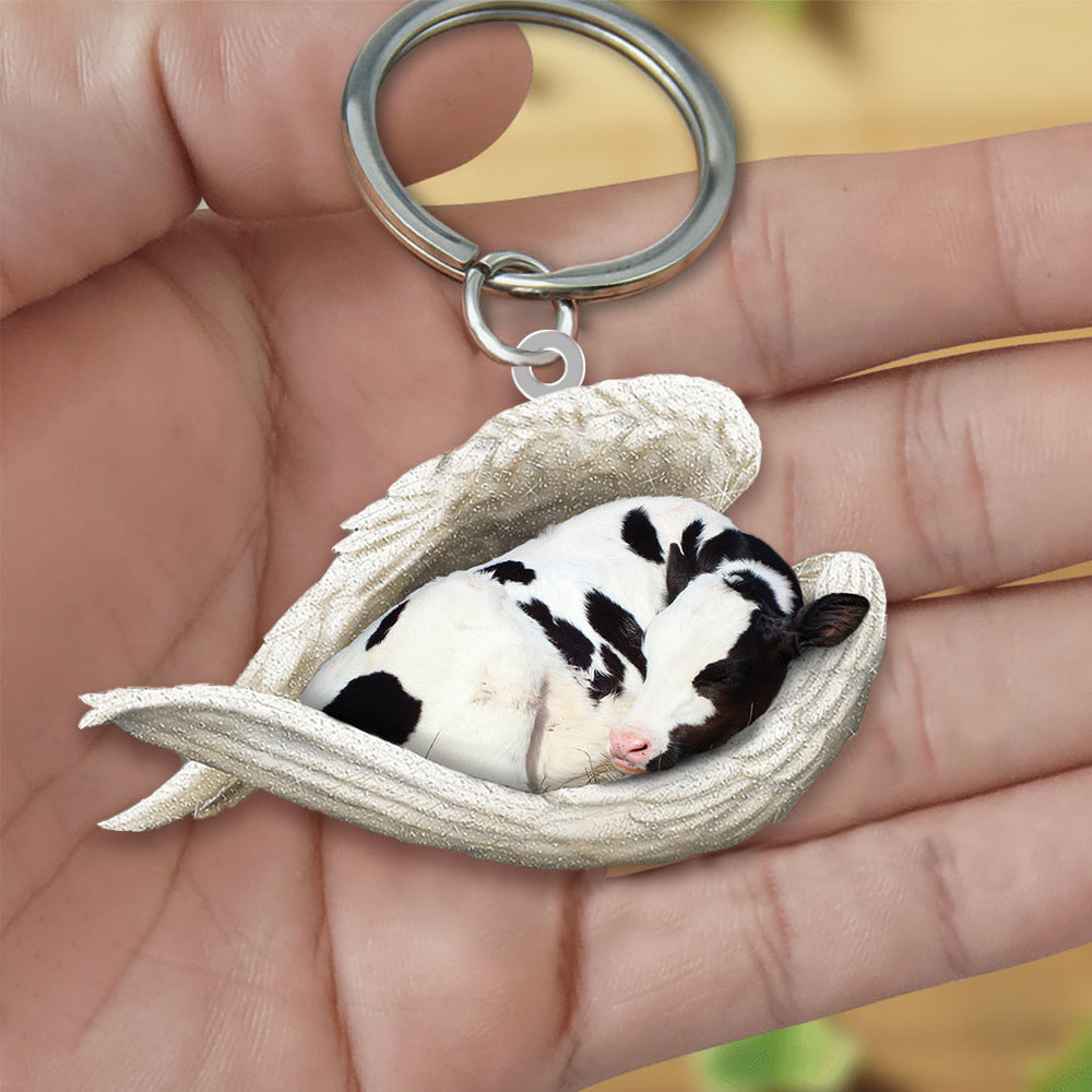 Cow Sleeping Angel Acrylic Keychain