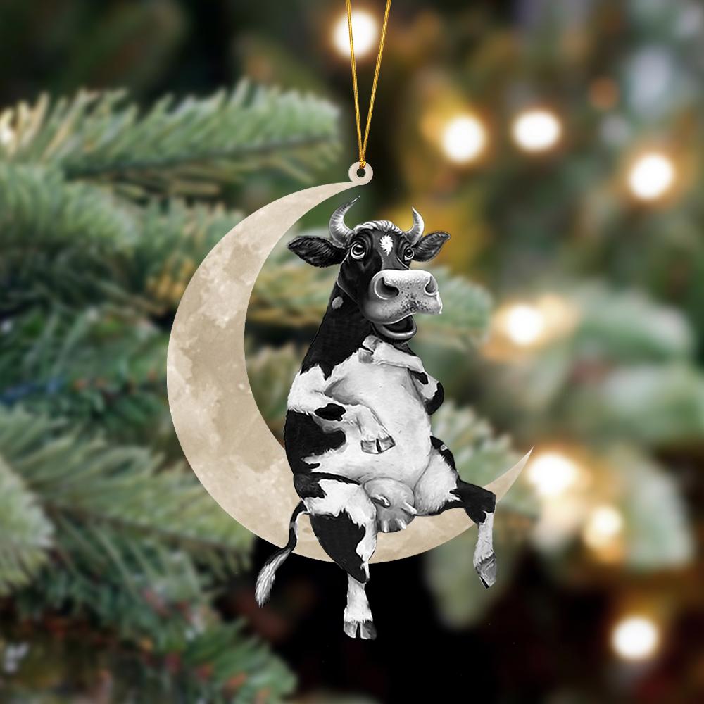 Cow Sits On The Moon Hanging Ornament