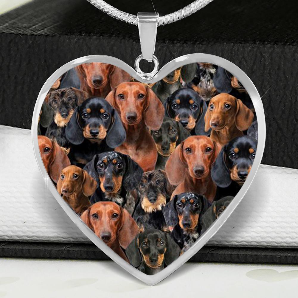 A Bunch Of Dachshunds Heart Necklace