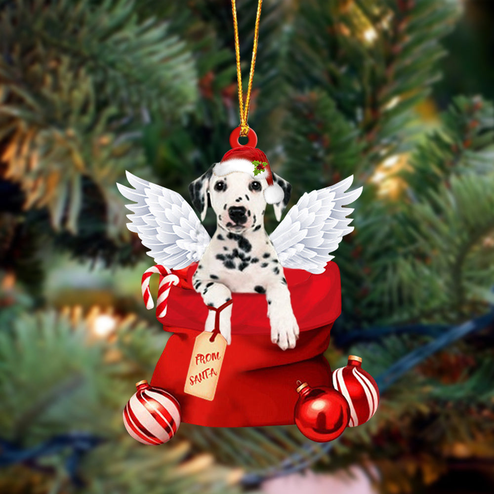 Dalmatian02 Angel Gift From Santa Christmas Ornament