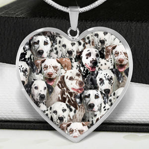 A Bunch Of Dalmatians Heart Necklace