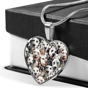 A Bunch Of Dalmatians Heart Necklace