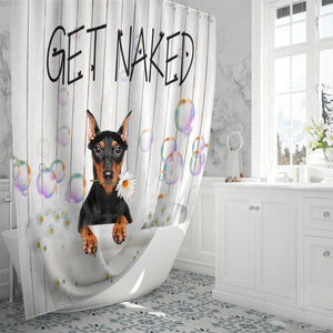 Doberman06 Get Naked Daisy Shower Curtain