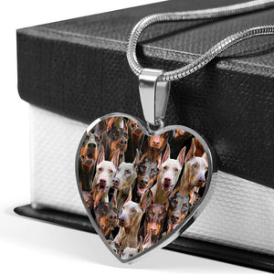 A Bunch Of Doberman Pinchers Heart Necklace