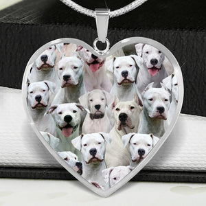 A Bunch Of Dogo Argentinos Heart Necklace