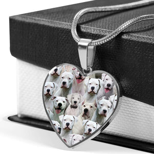 A Bunch Of Dogo Argentinos Heart Necklace