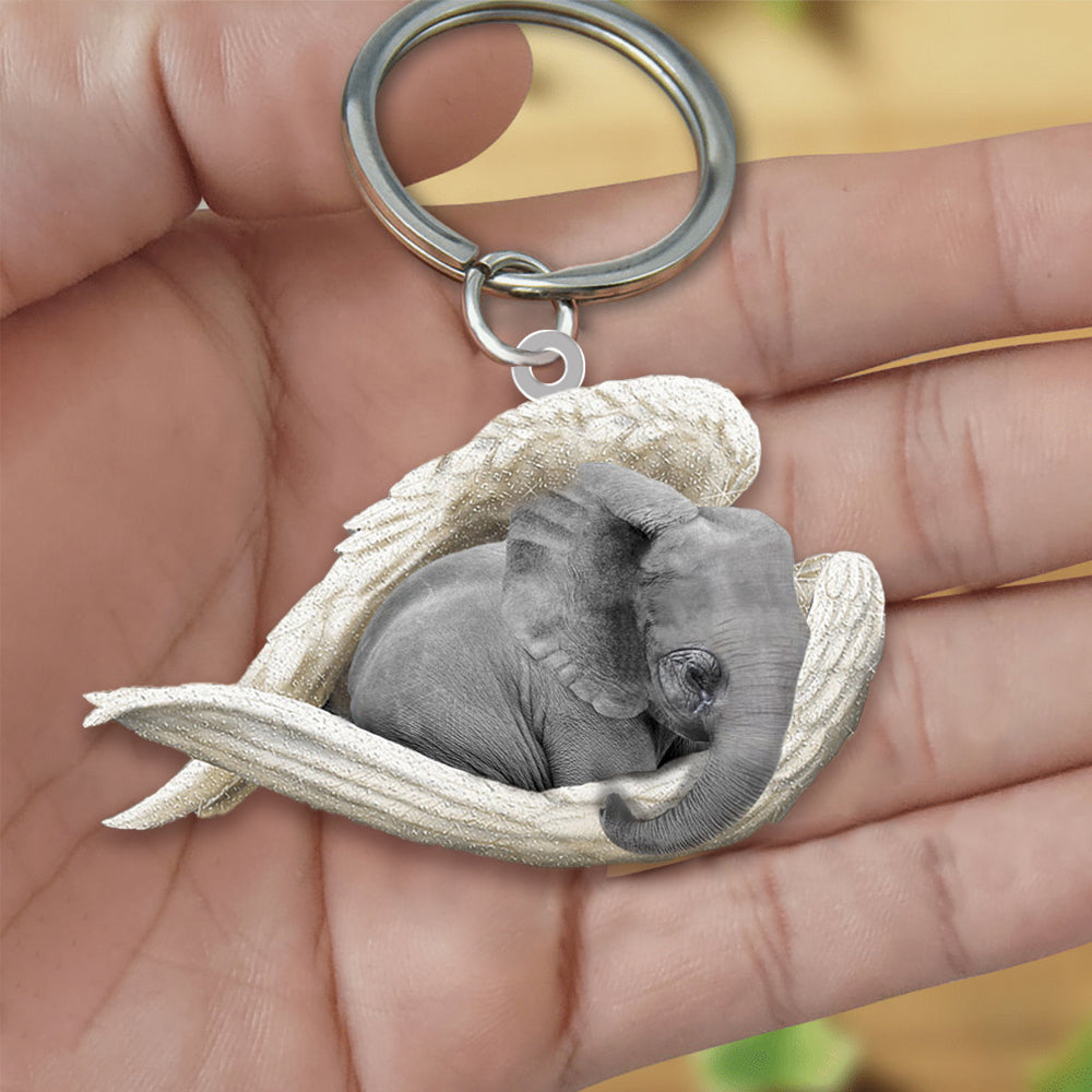 Elephant Sleeping Angel Acrylic Keychain