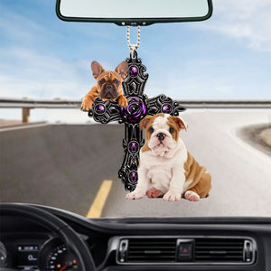 English Bulldog Pray For God Car Hanging Ornament