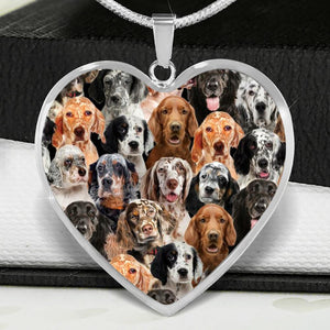 A Bunch Of English Setters Heart Necklace