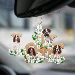 English Springer Spaniel Love Flowers Dog Lover Car Hanging Ornament