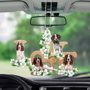 English Springer Spaniel Love Flowers Dog Lover Car Hanging Ornament