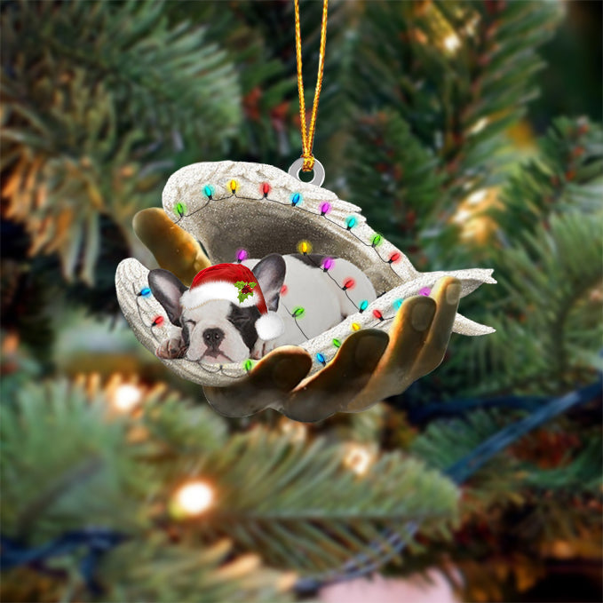 French Bulldog Sleeping Angel In God Hand Christmas Ornament - OKBANDS