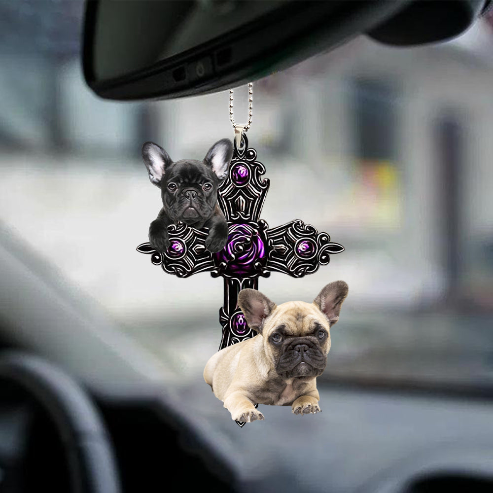 French Bulldog 002 Pray For God Car Hanging Ornament