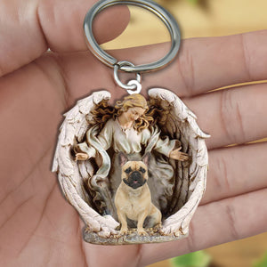 Angel Hug French Bulldog02 Acrylic Keychain