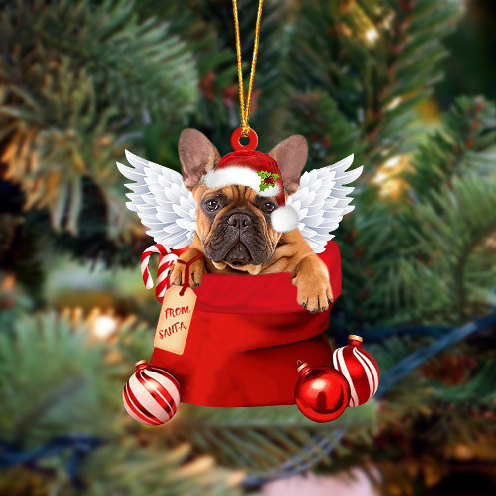 French Bulldog022 Angel Gift From Santa Christmas Ornament