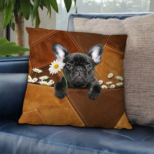 French Bulldog1 Holding Daisy Pillow Case