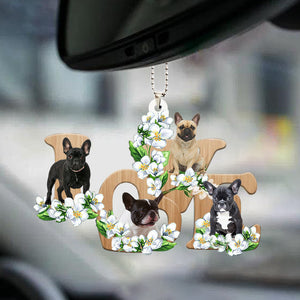 French Bulldog Love Flowers Dog Lover Car Hanging Ornament