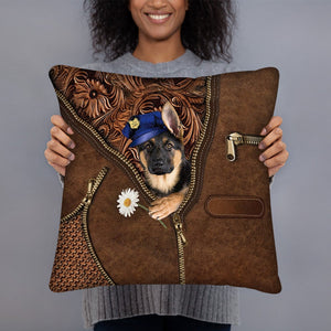 German Shepherd Holding Daisy Pillow Case