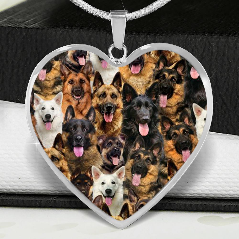 A Bunch Of German Shepherds Heart Necklace