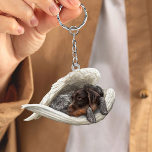 German Wirehaired Pointer Sleeping Angel Acrylic Keychain