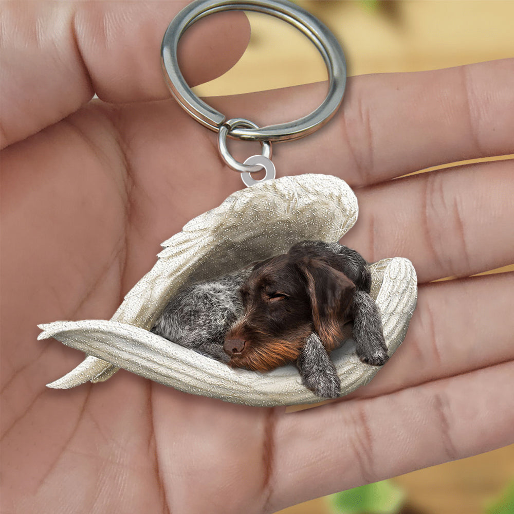 German Wirehaired Pointer Sleeping Angel Acrylic Keychain