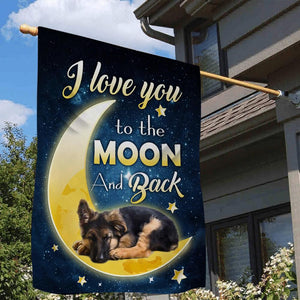 German Shepherd I Love You To The Moon And Back Garden Flag